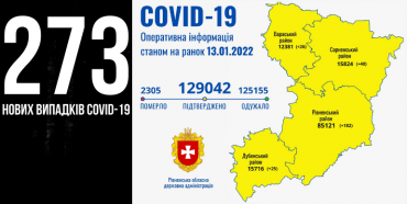 За добу на Рівненщині +273 нових випадків COVID-19, від ускладнень померла рівнянка